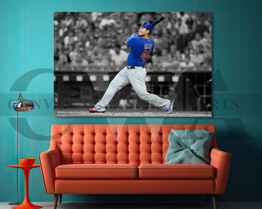 Anthony Rizzo Black & White Canvas Art Baseball Canvas Wall Art