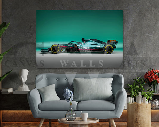 Aston Martin AMR21 Canvas Wall Art Formula F1 Car Poster Print