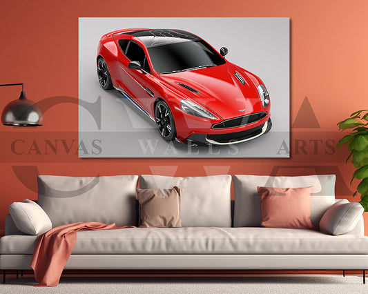 Aston Martin Vanquish Canvas Wall Art Luxury Grand Tourer Poster Print for Home & Office Décor