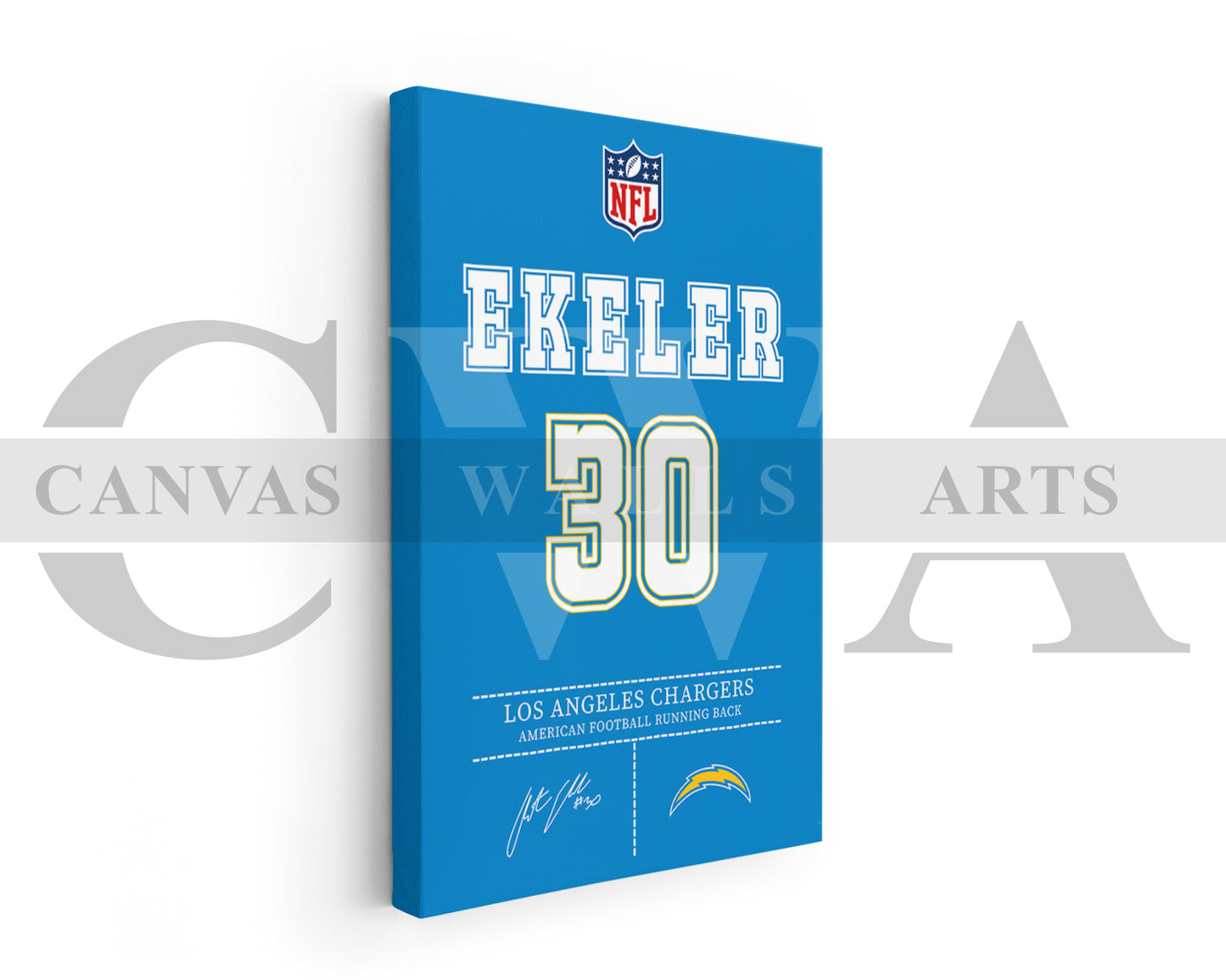 Austin Ekeler Canvas Wall Art - NFL Jersey Poster | Ready to Hang Sports Canvas Print