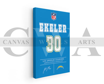Austin Ekeler Canvas Wall Art - NFL Jersey Poster | Ready to Hang Sports Canvas Print