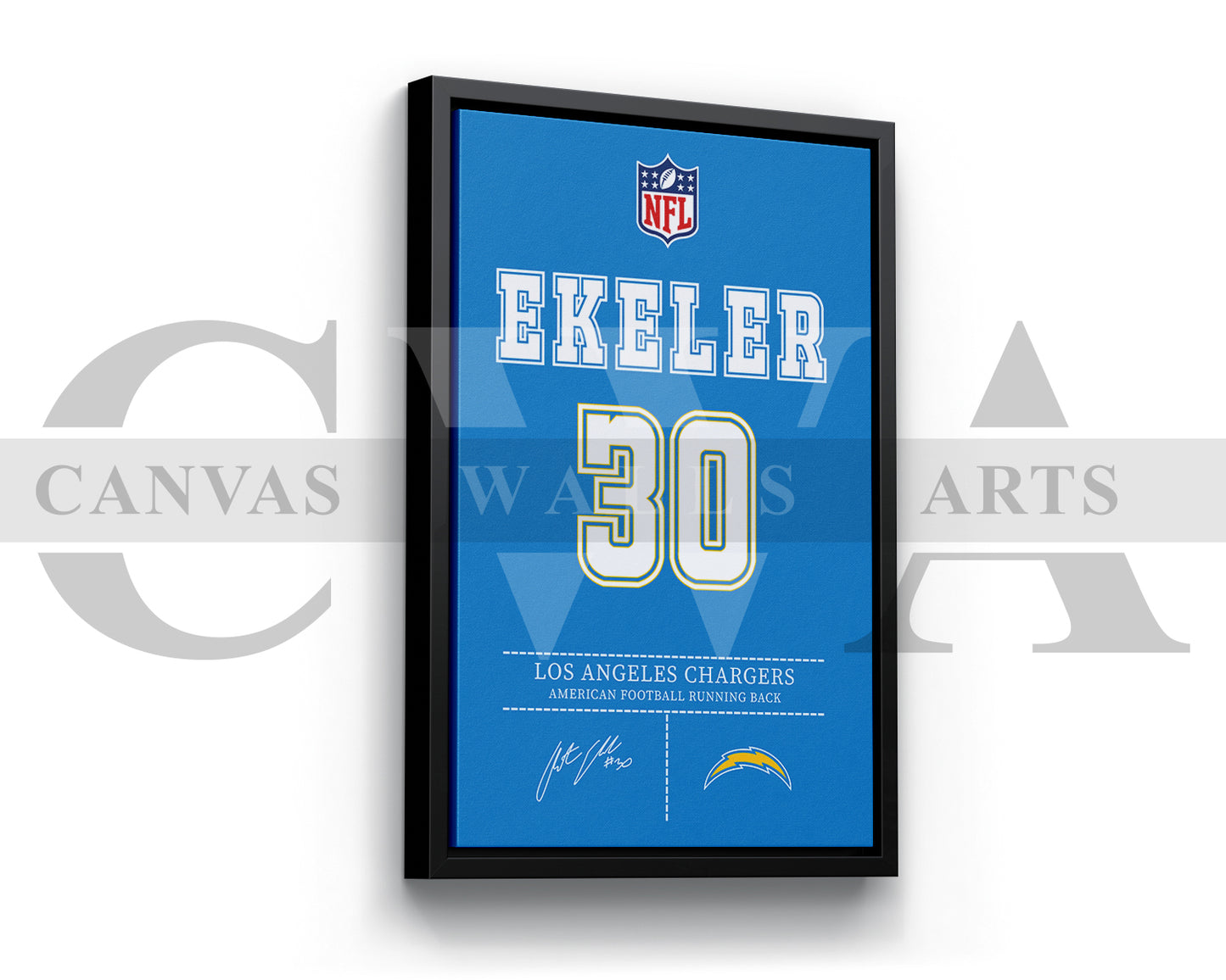 Austin Ekeler Canvas Wall Art - NFL Jersey Poster | Ready to Hang Sports Canvas Print