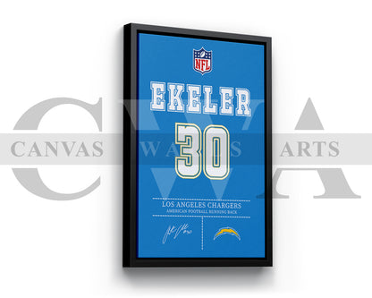 Austin Ekeler Canvas Wall Art - NFL Jersey Poster | Ready to Hang Sports Canvas Print