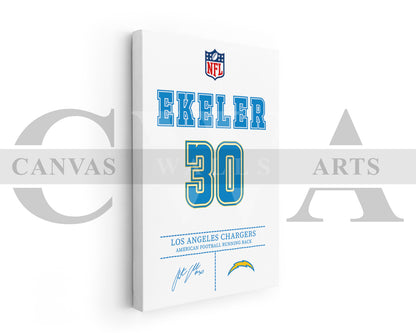 Austin Ekeler Canvas Wall Art - NFL Jersey Poster | Ready to Hang Sports Canvas Print