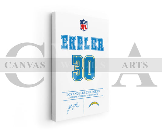 Austin Ekeler Canvas Wall Art - NFL Jersey Poster | Ready to Hang Sports Canvas Print