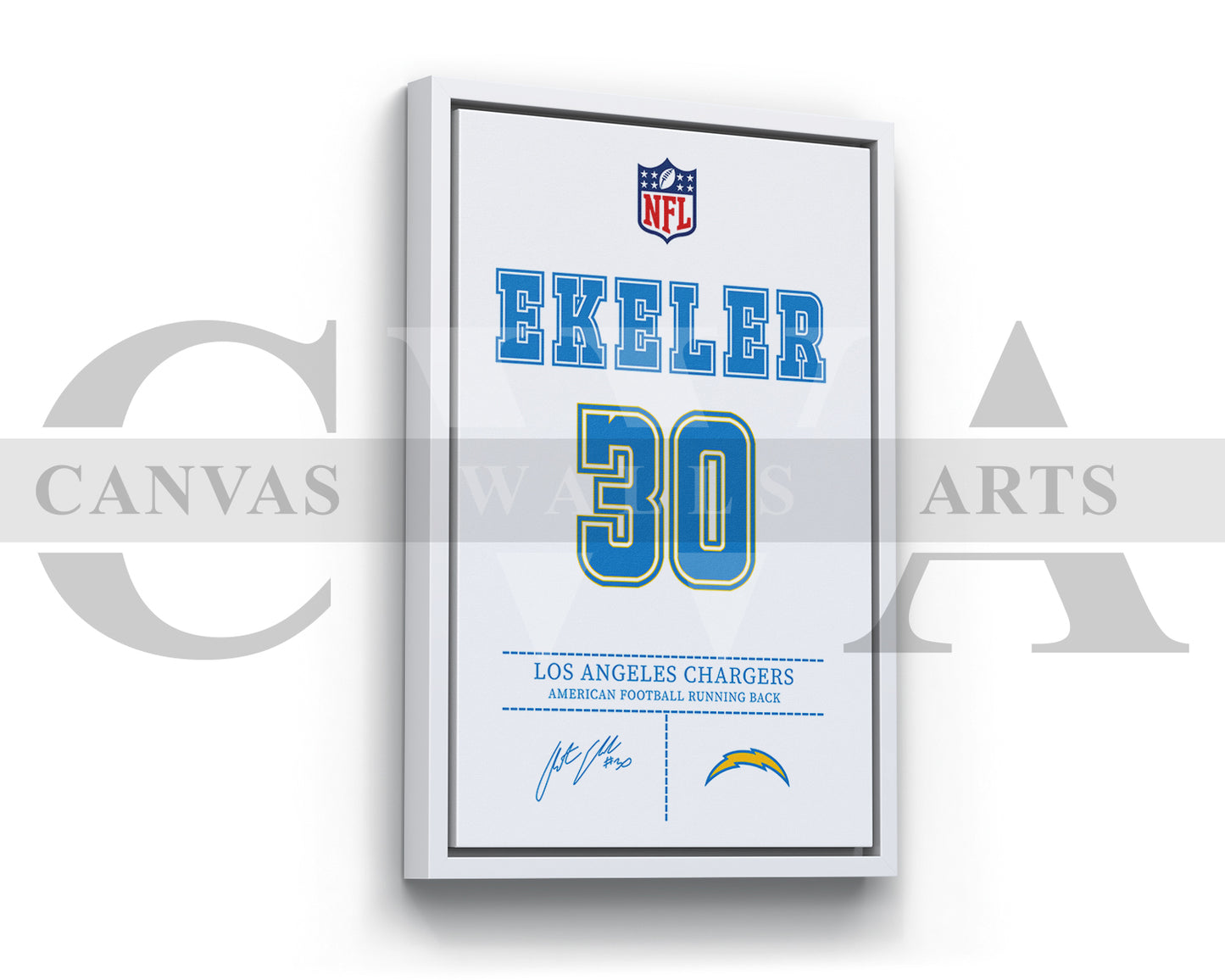 Austin Ekeler Canvas Wall Art - NFL Jersey Poster | Ready to Hang Sports Canvas Print