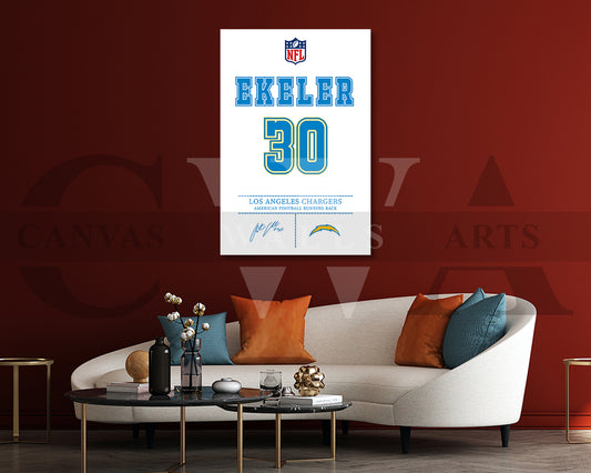 Austin Ekeler Canvas Wall Art - NFL Jersey Poster | Ready to Hang Sports Canvas Print