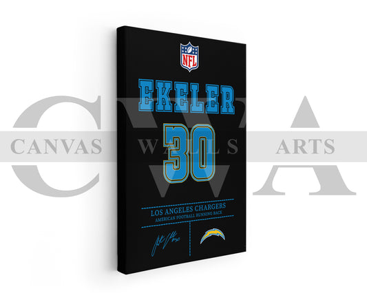 Austin Ekeler Canvas Wall Art - NFL Jersey Poster | Ready to Hang Sports Canvas Print