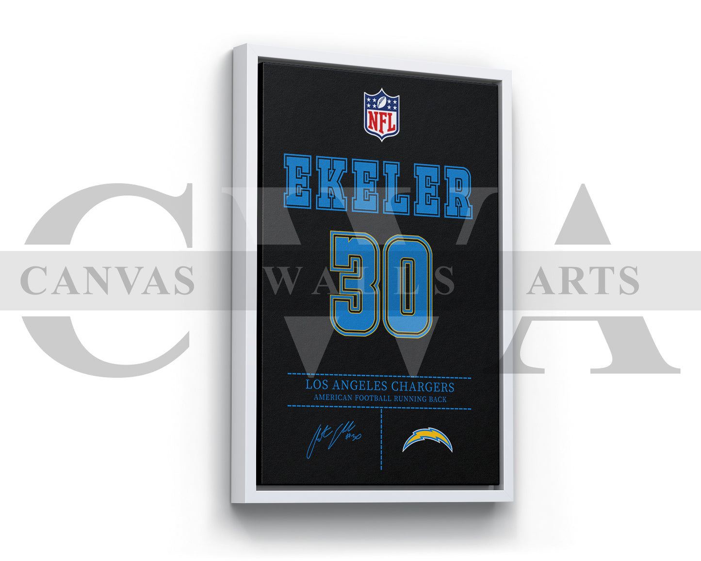 Austin Ekeler Canvas Wall Art - NFL Jersey Poster | Ready to Hang Sports Canvas Print