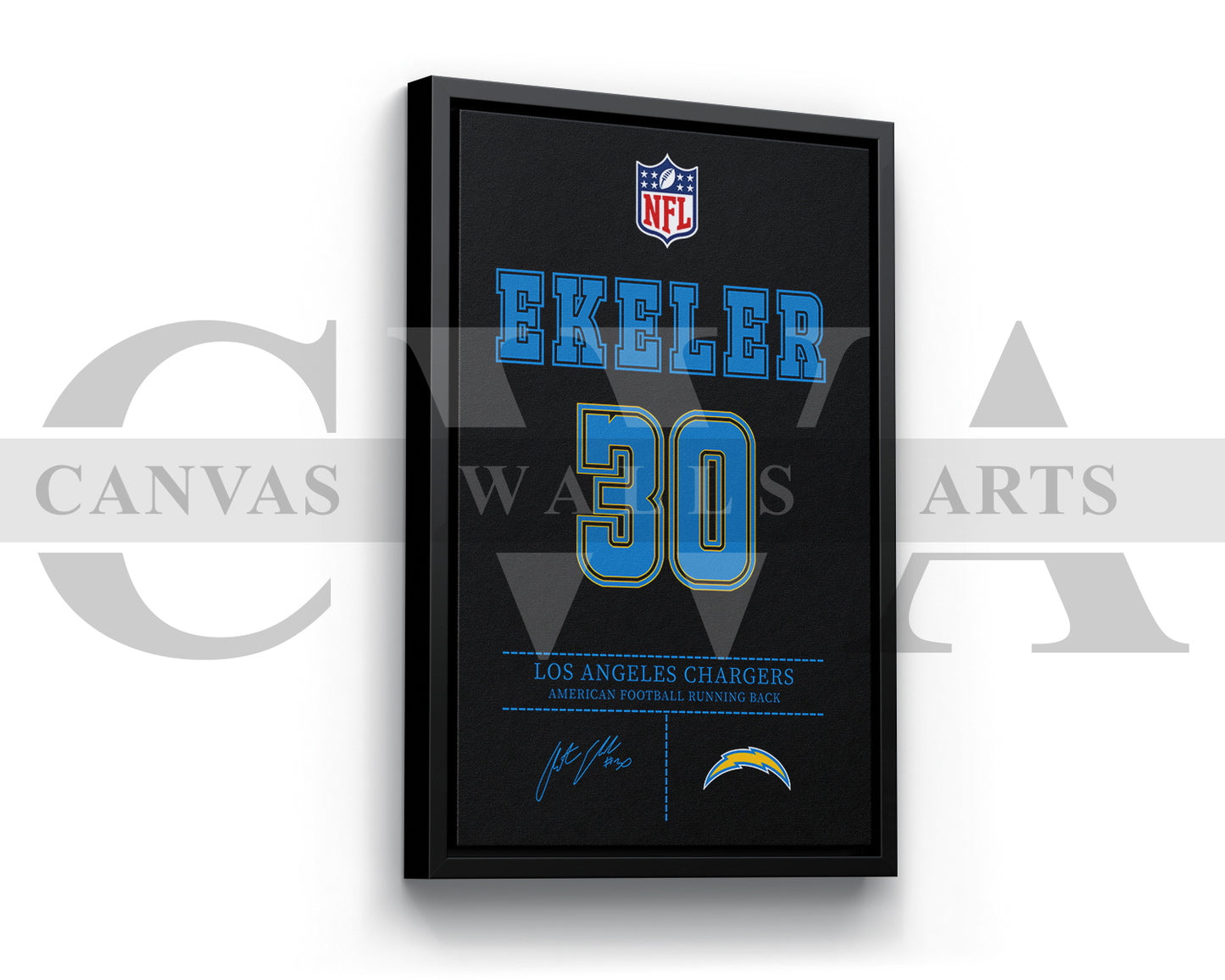 Austin Ekeler Canvas Wall Art - NFL Jersey Poster | Ready to Hang Sports Canvas Print