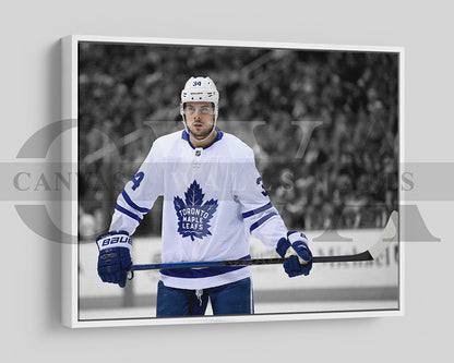 Auston Matthews Black & White Canvas Art Ice hockey Canvas Wall Art