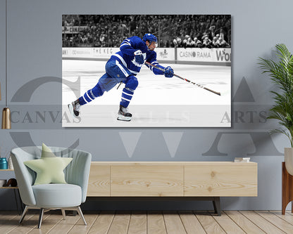 Auston Matthews Black & White Canvas Art Ice hockey Canvas Wall Art