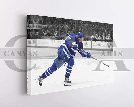 Auston Matthews Black & White Canvas Art Ice hockey Canvas Wall Art