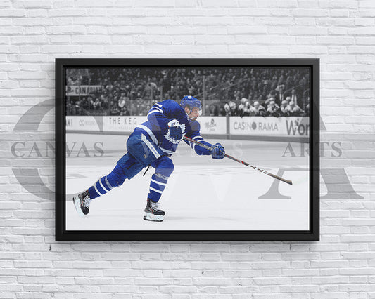 Auston Matthews Black & White Canvas Art Ice hockey Canvas Wall Art