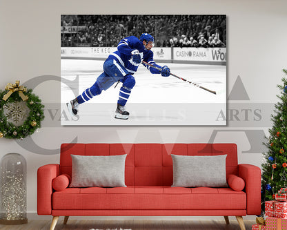 Auston Matthews Black & White Canvas Art Ice hockey Canvas Wall Art