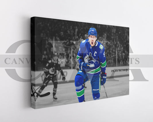 Auston Matthews Black & White Canvas Art Ice hockey Canvas Wall Art