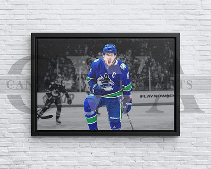 Auston Matthews Black & White Canvas Art Ice hockey Canvas Wall Art