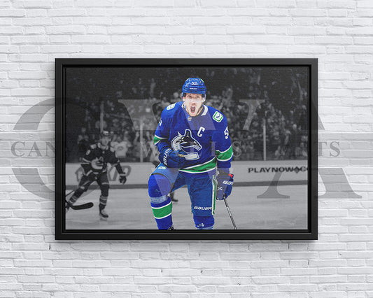Auston Matthews Black & White Canvas Art Ice hockey Canvas Wall Art