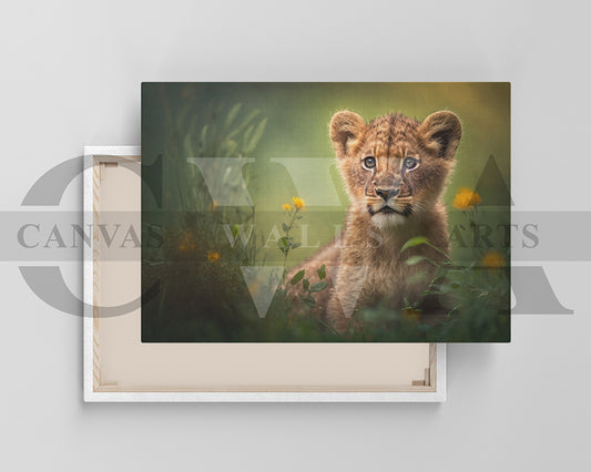 Baby Lion Canvas Wall Art Animal Poster Print