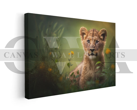 Baby Lion Canvas Wall Art Animal Poster Print