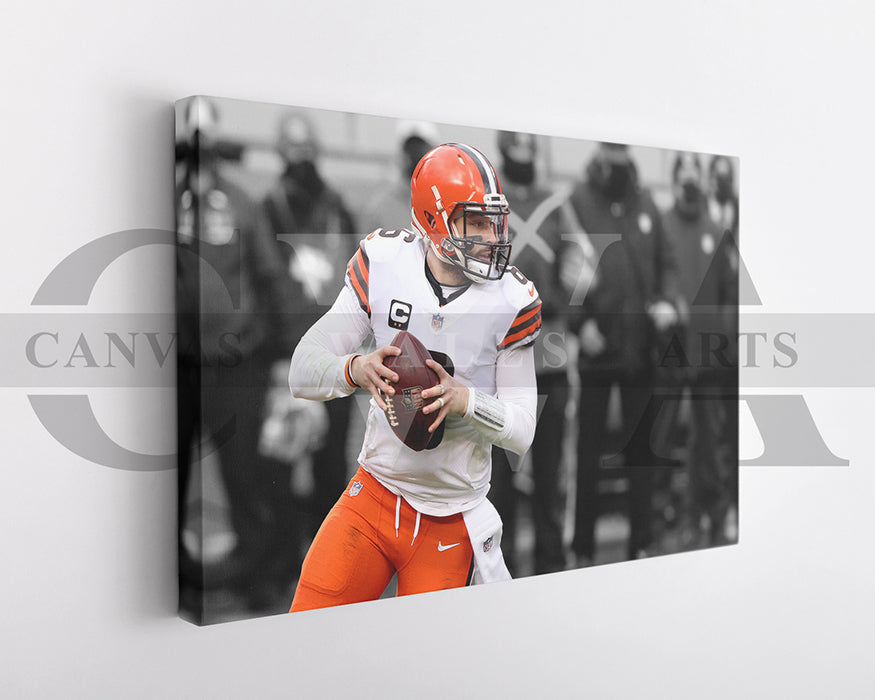 Baker Mayfield Black & White Canvas Art American Football Canvas Wall Art