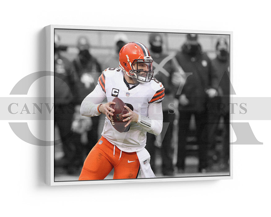 Baker Mayfield Black & White Canvas Art American Football Canvas Wall Art
