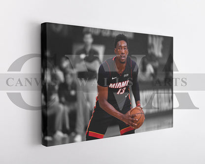Bam Adebayo Black & White Canvas Art Basketball Canvas Wall Art