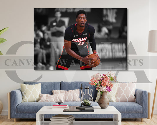 Bam Adebayo Black & White Canvas Art Basketball Canvas Wall Art