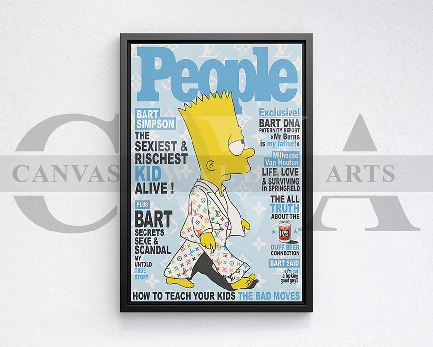 Bart Simpson Fashion Week Canvas Wall Art Luxury Streetwear Wall Decor