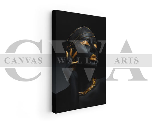 Beautiful Black and Gold Woman Canvas Print