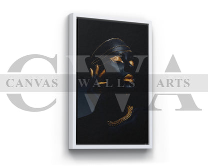 Beautiful Black and Gold Woman Canvas Print