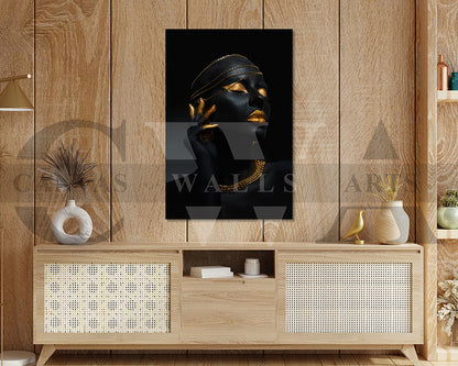Beautiful Black and Gold Woman Canvas Print