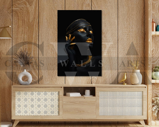 Beautiful Black and Gold Woman Canvas Print