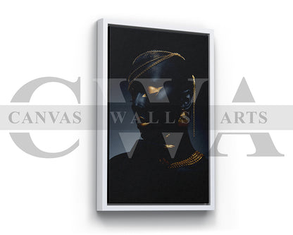 Beautiful Black and Gold Woman Canvas Wall Art