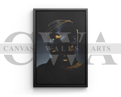 Beautiful Black and Gold Woman Canvas Wall Art