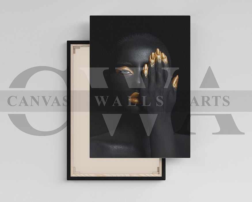 Beautiful Gold and Black Woman Canvas Wall Art
