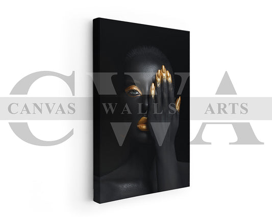 Beautiful Gold and Black Woman Canvas Wall Art