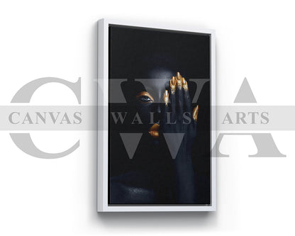 Beautiful Gold and Black Woman Canvas Wall Art