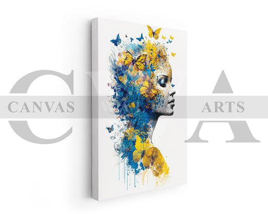 Beautiful Woman Butterfly Canvas Wall Art