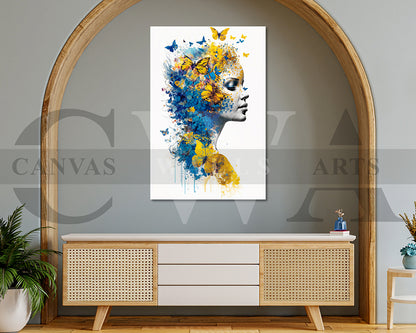 Beautiful Woman Butterfly Canvas Wall Art