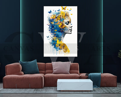 Beautiful Woman Butterfly Canvas Wall Art