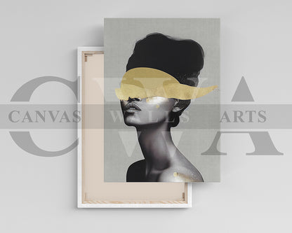 Beautiful Woman Golden Eyes Painting Canvas Wall Art
