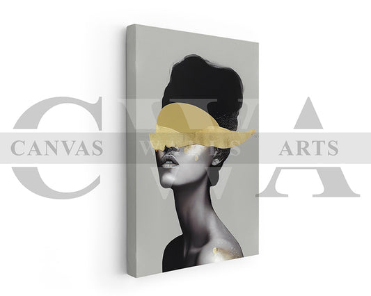 Beautiful Woman Golden Eyes Painting Canvas Wall Art