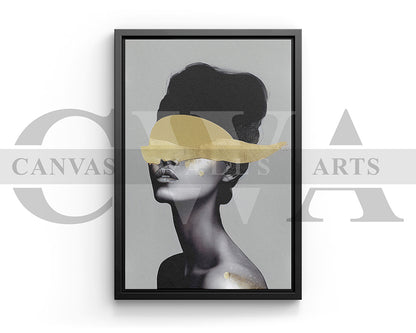 Beautiful Woman Golden Eyes Painting Canvas Wall Art