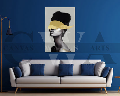 Beautiful Woman Golden Eyes Painting Canvas Wall Art