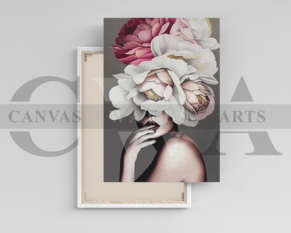 Beautiful Woman With Flowers on Head Painting Canvas Frame