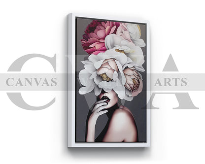 Beautiful Woman With Flowers on Head Painting Canvas Frame