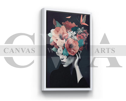 Beautiful Woman With Flowers on Head Painting Canvas Wall Art