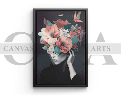 Beautiful Woman With Flowers on Head Painting Canvas Wall Art