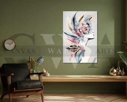 Beauty With Pretty Flowers Woman Canvas Wall Art